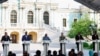Зліва направо: прем’єр-міністр Єгипету Мустафа Мадбулі, президент Сенегалу Макі Салл, президент Союзу Коморських островів Азалі Ассумані, президент України Володимир Зеленський, президент ПАР Сиріл Рамафоса і президент Замбії Хакаінде Хічілема. Київ, 16 червня 2023 року 
