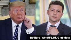 Дональд Трамп (л) та Володимир Зеленський (п) мали телефонну розмову в липні