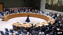 Рада бясьпекі ААН прагаласаваў па рэзалюцыі ЗША па Ўкраіне ў трэцюю гадавіну ўварвання Расеі ва Ўкраіну. Нью-Ёрк, 24 лютага 2025 