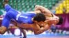 Азия чемпиондугунун коло байгесинин ээси Улукбек Жолдошбеков менен өзбекстандык Махмуджон Шавкатовдун чейрек финалдагы беттеши. 