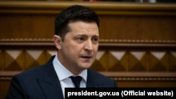 Президент України Володимир Зеленський під час щорічного послання до Верховної Ради, 1 грудня 2021 року
