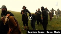 Afghan civilians and officials have accused the IS of horrific atrocities. Grab from an IS video in August 2015 that showed bound and blindfolded Afghan prisoners blown to pieces.